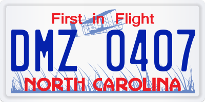 NC license plate DMZ0407