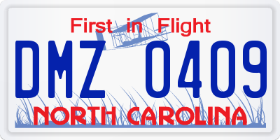 NC license plate DMZ0409