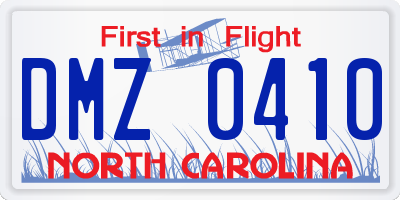 NC license plate DMZ0410