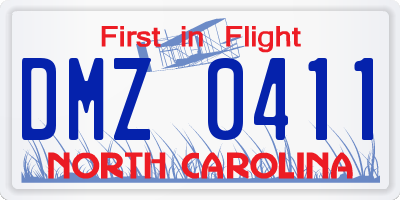 NC license plate DMZ0411