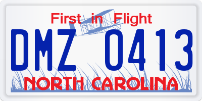 NC license plate DMZ0413