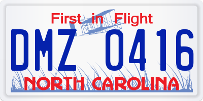 NC license plate DMZ0416