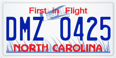 NC license plate DMZ0425