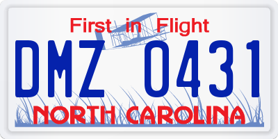 NC license plate DMZ0431