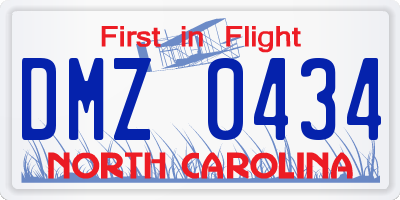 NC license plate DMZ0434