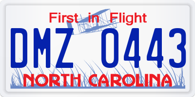 NC license plate DMZ0443