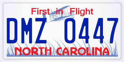 NC license plate DMZ0447