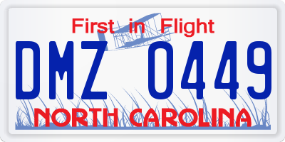 NC license plate DMZ0449