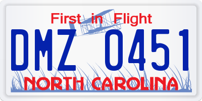 NC license plate DMZ0451