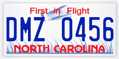 NC license plate DMZ0456