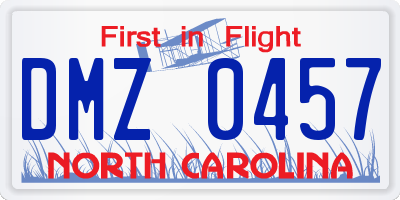 NC license plate DMZ0457