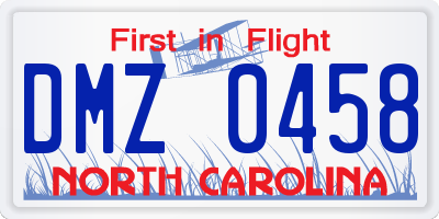 NC license plate DMZ0458