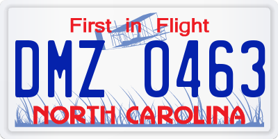 NC license plate DMZ0463