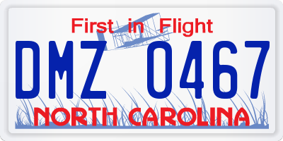 NC license plate DMZ0467