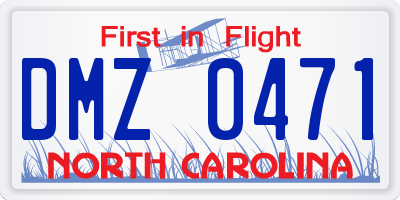 NC license plate DMZ0471