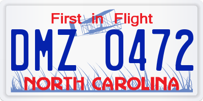 NC license plate DMZ0472