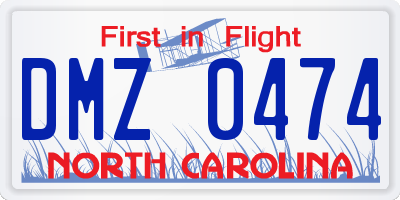 NC license plate DMZ0474