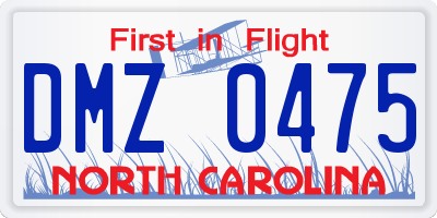 NC license plate DMZ0475