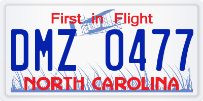 NC license plate DMZ0477