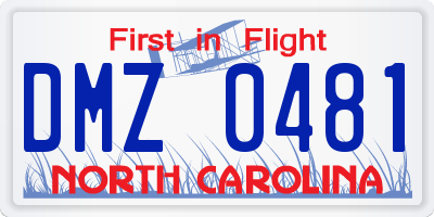 NC license plate DMZ0481