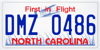 NC license plate DMZ0486