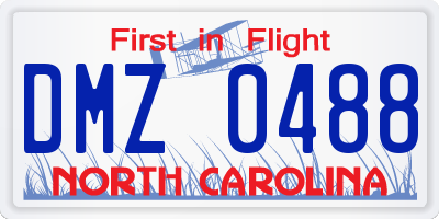 NC license plate DMZ0488