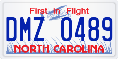 NC license plate DMZ0489