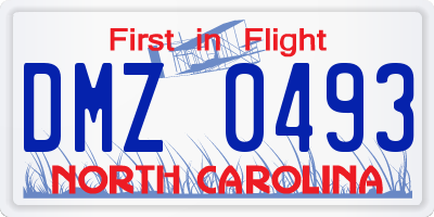 NC license plate DMZ0493