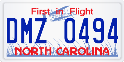 NC license plate DMZ0494