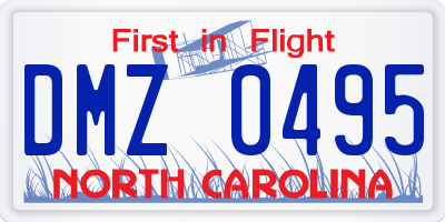 NC license plate DMZ0495