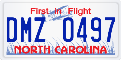 NC license plate DMZ0497