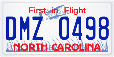 NC license plate DMZ0498