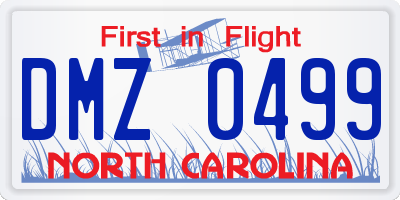 NC license plate DMZ0499