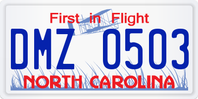 NC license plate DMZ0503