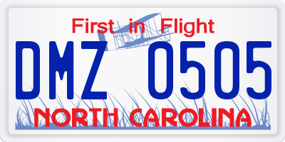 NC license plate DMZ0505