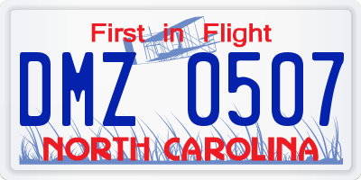 NC license plate DMZ0507