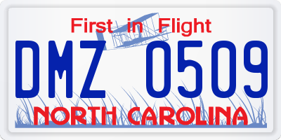 NC license plate DMZ0509