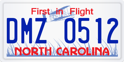 NC license plate DMZ0512