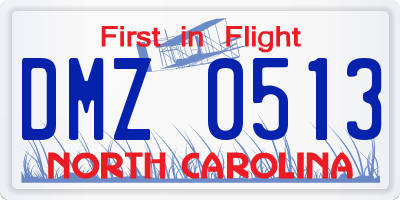 NC license plate DMZ0513