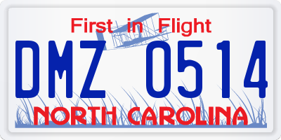 NC license plate DMZ0514