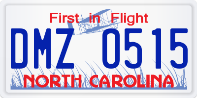 NC license plate DMZ0515