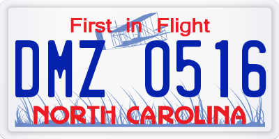 NC license plate DMZ0516