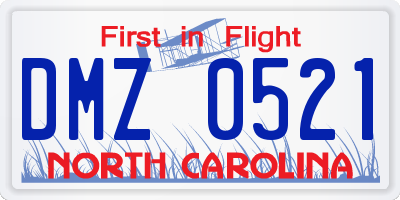 NC license plate DMZ0521