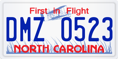 NC license plate DMZ0523