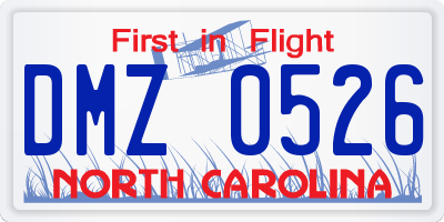 NC license plate DMZ0526