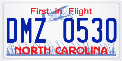 NC license plate DMZ0530