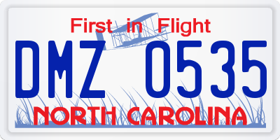 NC license plate DMZ0535