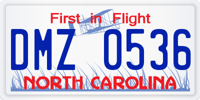 NC license plate DMZ0536