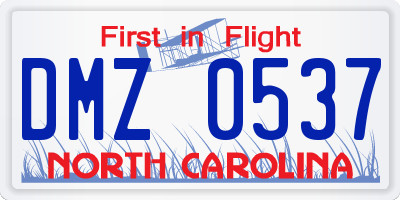 NC license plate DMZ0537