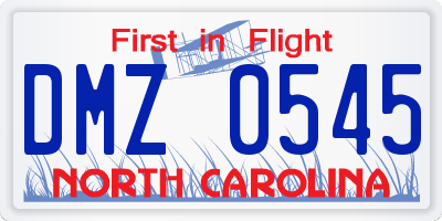 NC license plate DMZ0545